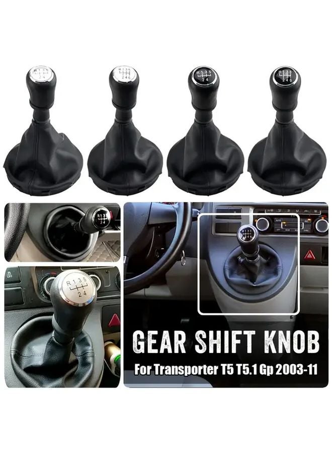 Silvery 6 Speed Gear Shift Knob Gaiter Boot Cover for VW Transporter T5 T5 1 T6 2003 2011 - Image 1